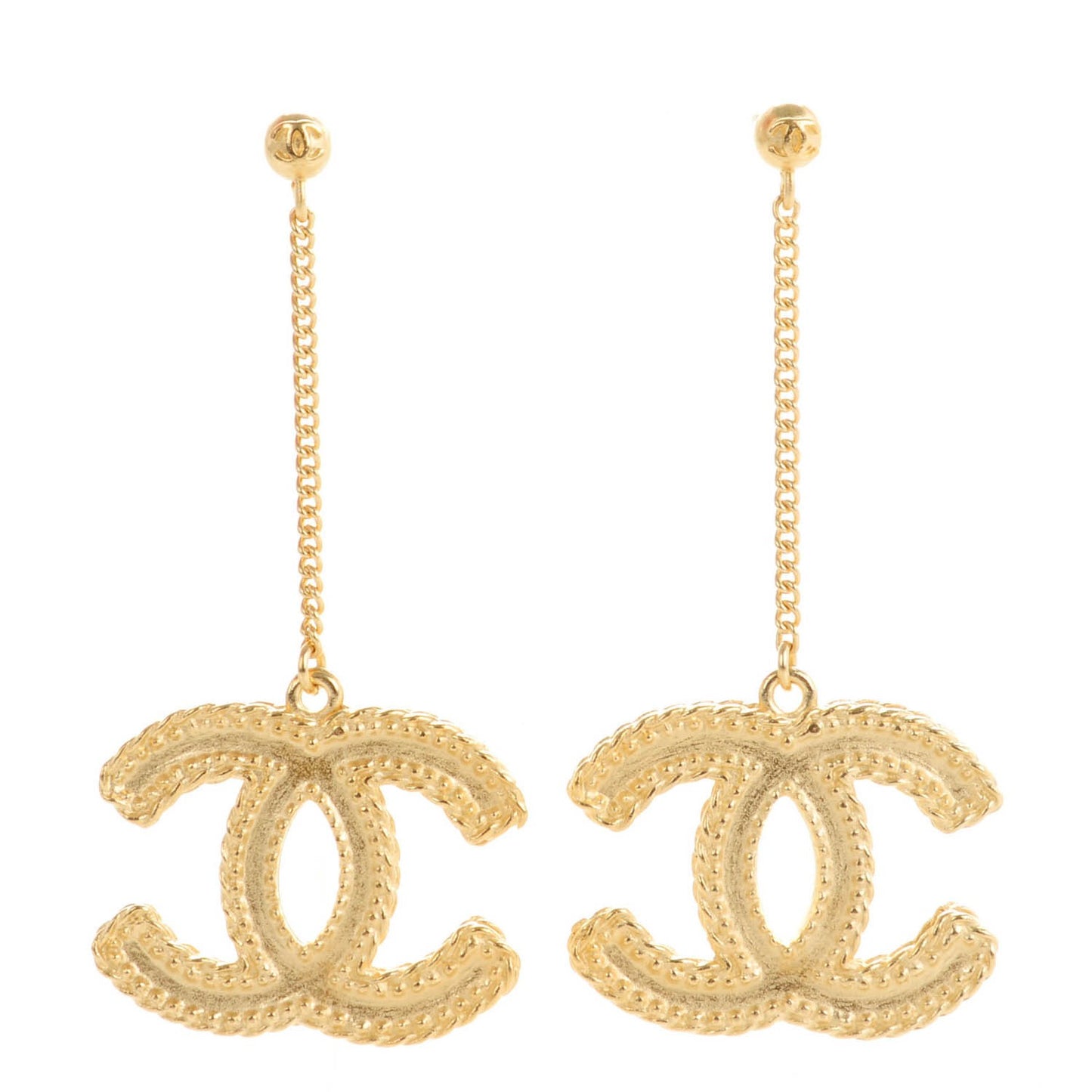CC Drop Earrings Matte Gold