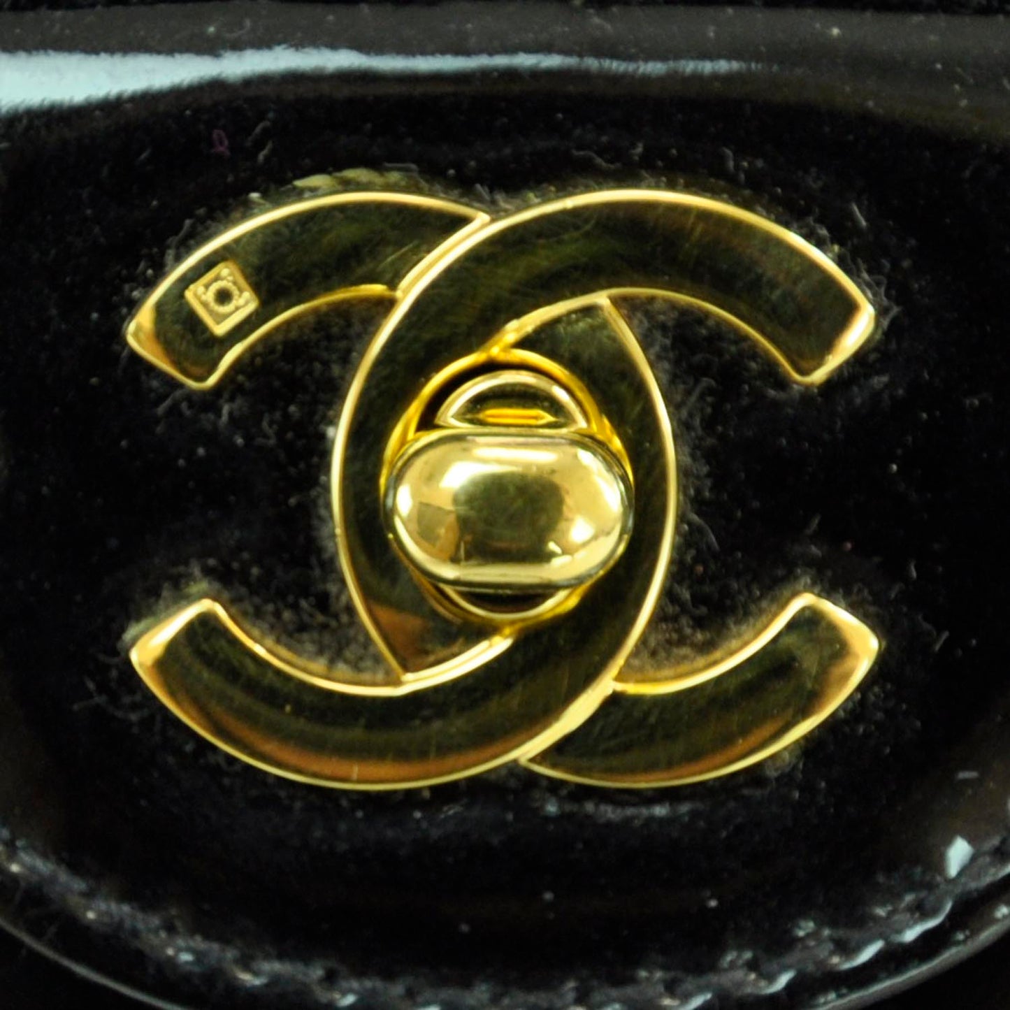 Patent Diamond Stitched Jumbo Flap Black