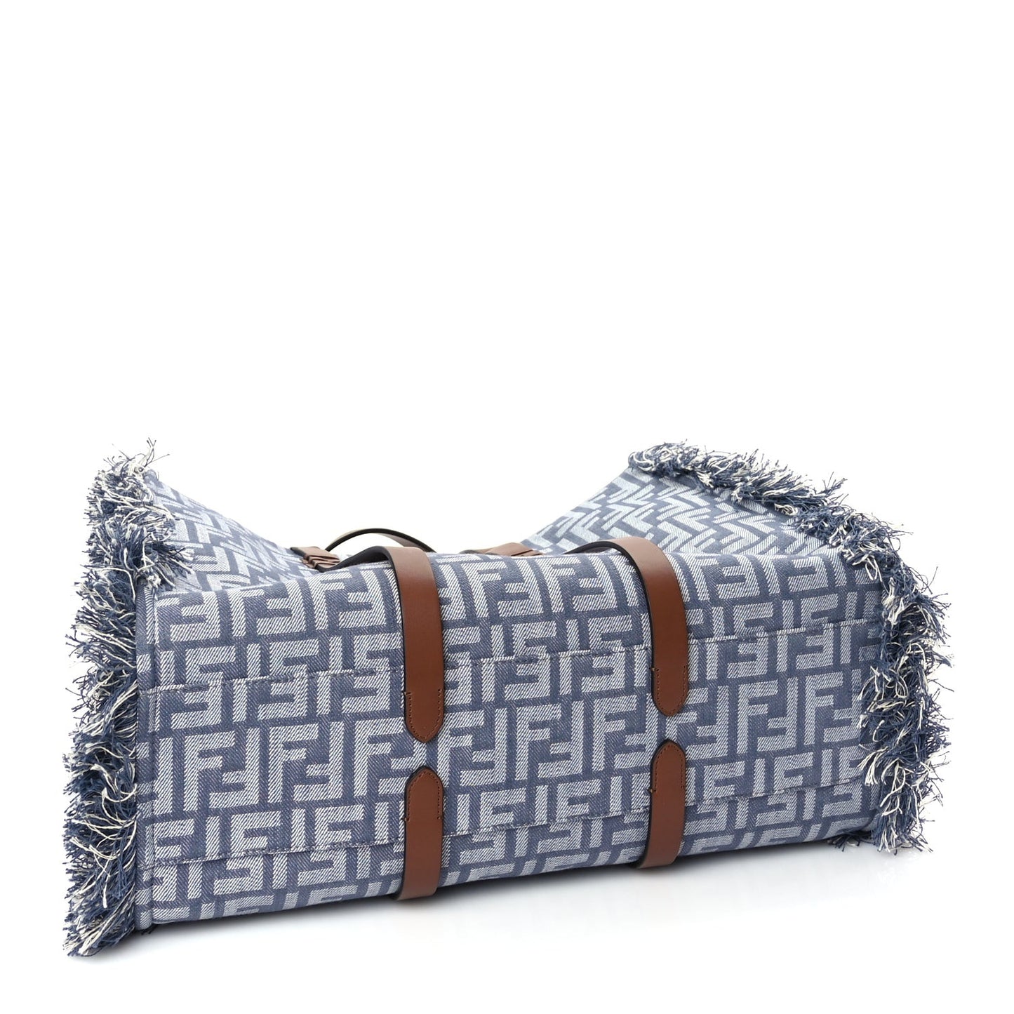 Denim Vitello King F is  FF Embroidered Summer Tote Myrtle Dark Nut