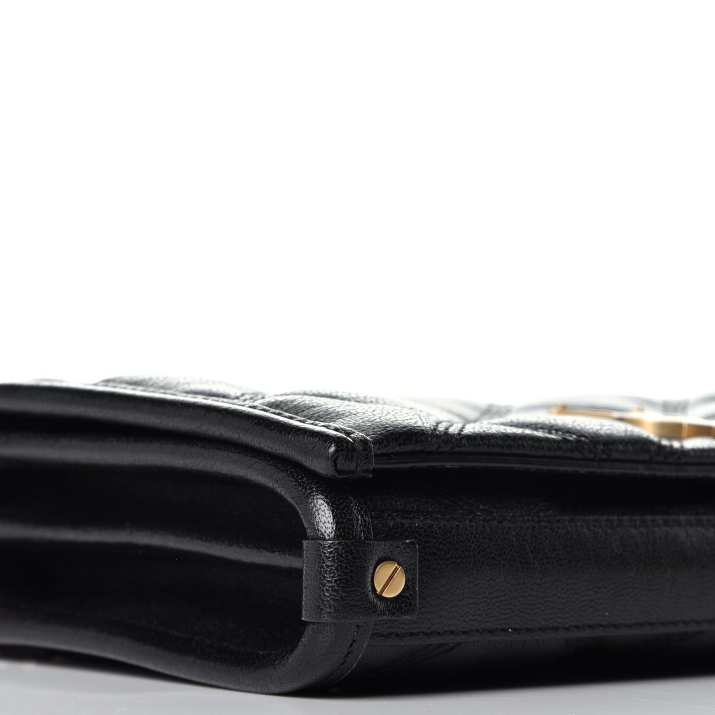 Lambskin Diamond Quilted Becky Chain Wallet Black