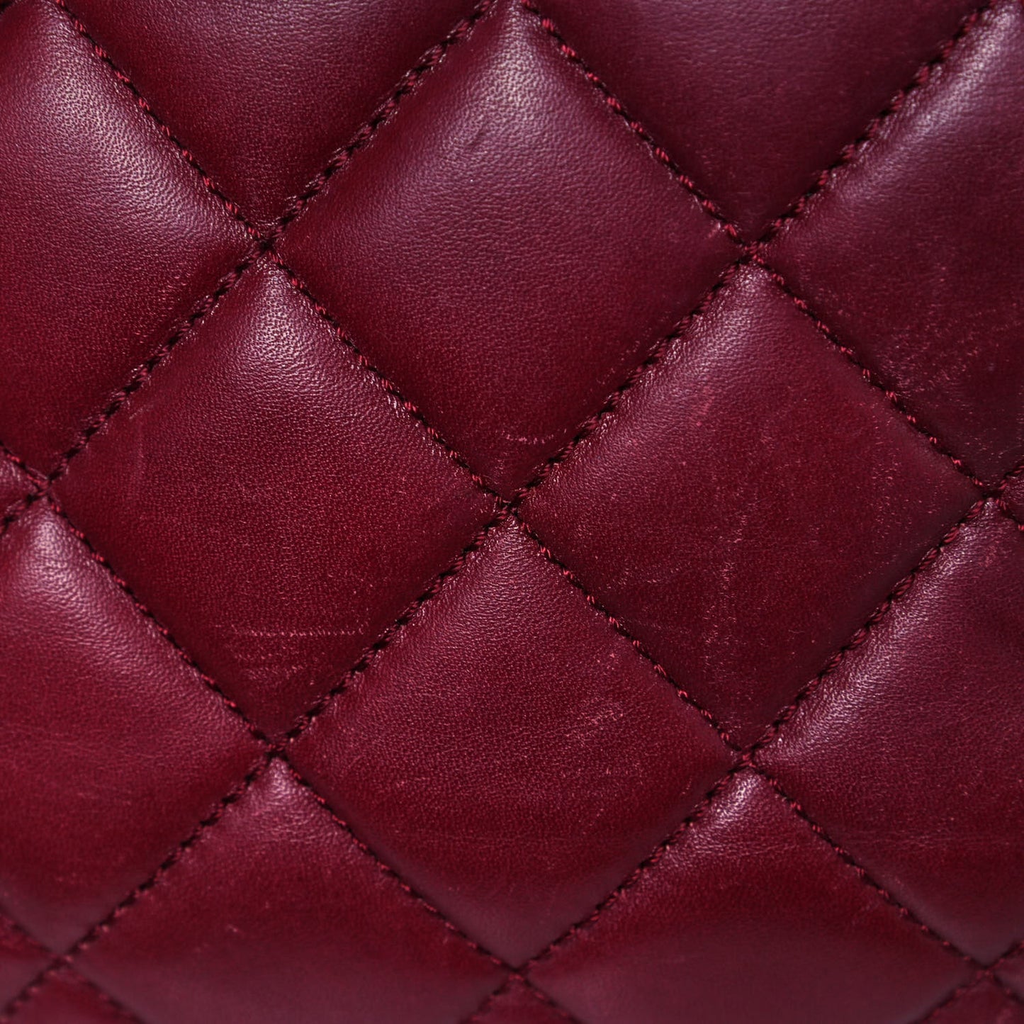 Glazed Calfskin Quilted Large Perfect Edge Flap Red