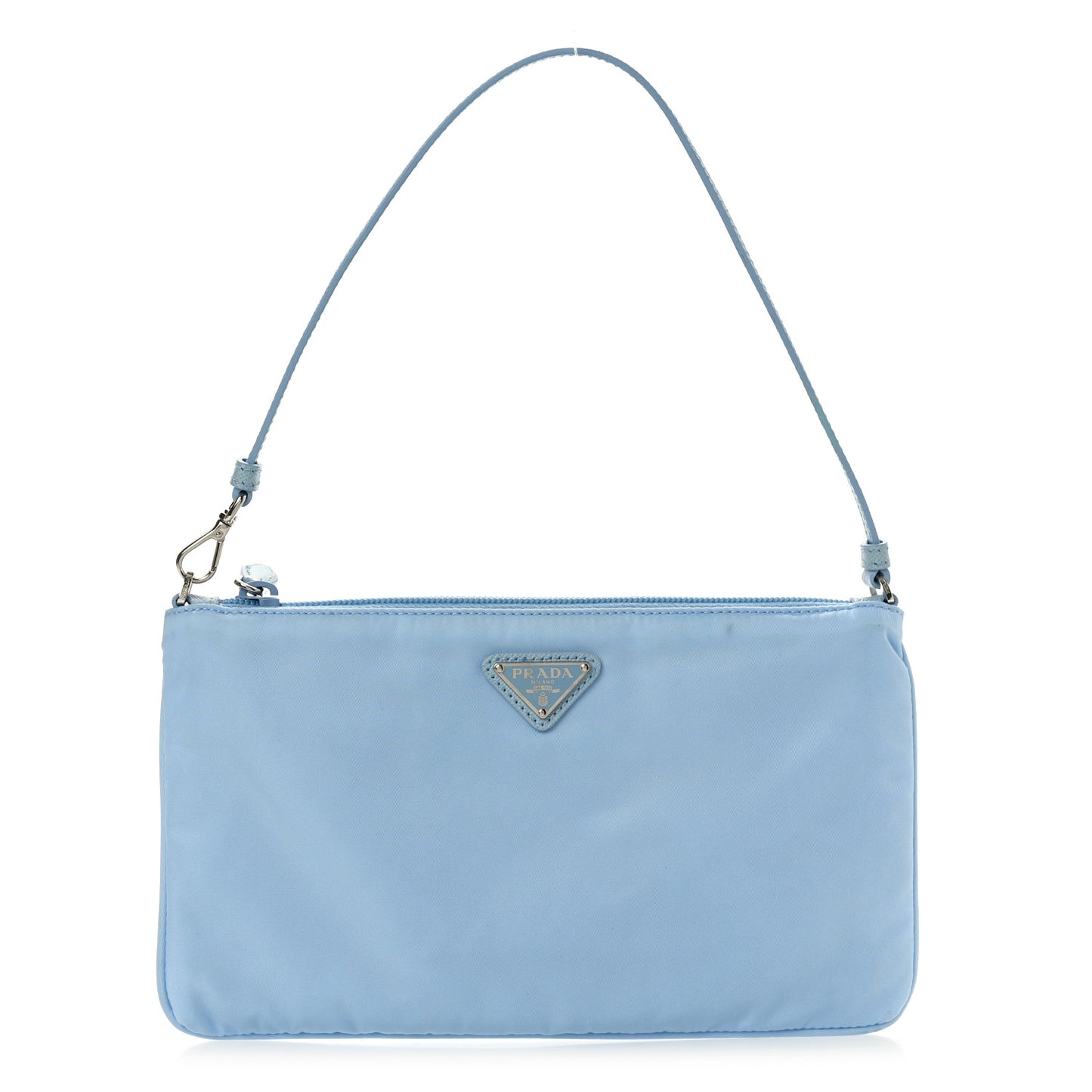 Re-Nylon Vela Saffiano Mini Pochette Bag Celeste