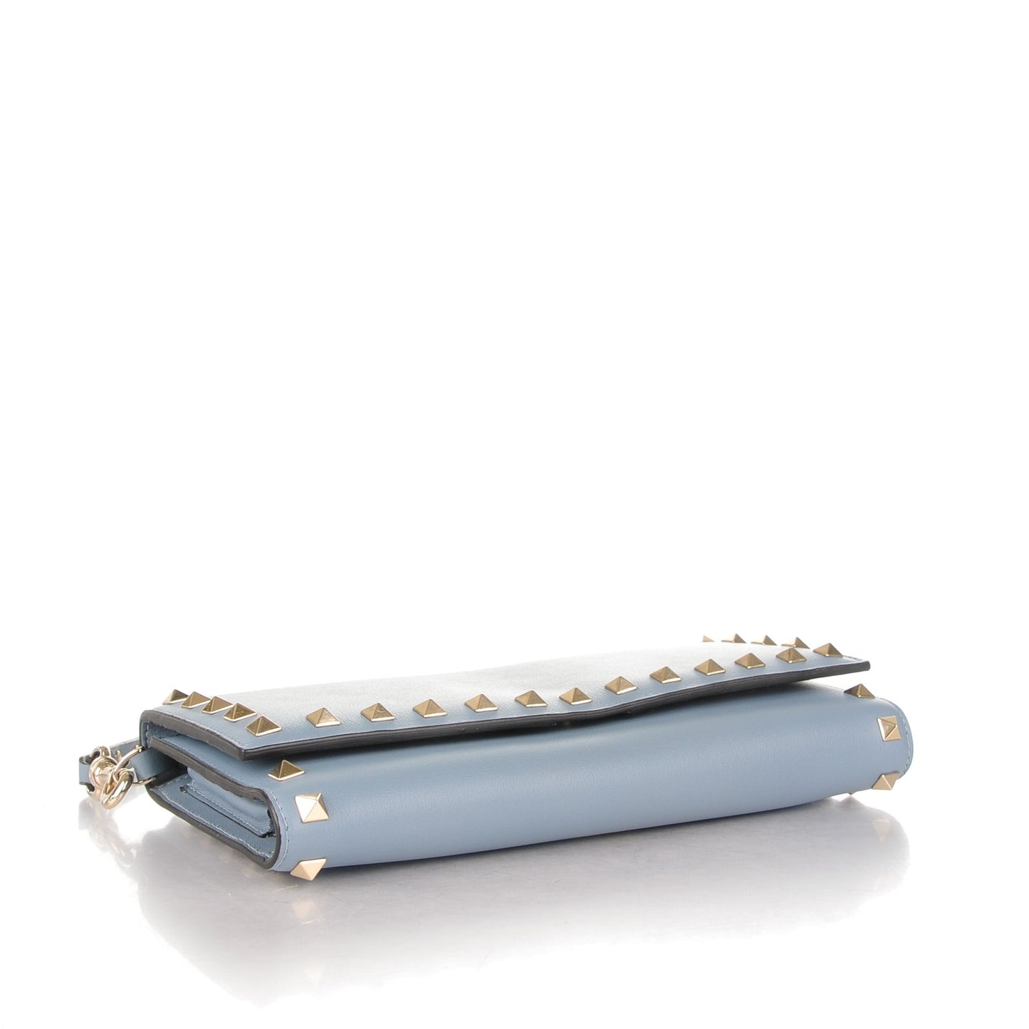 Vitello Rockstud Wallet on Strap Grey