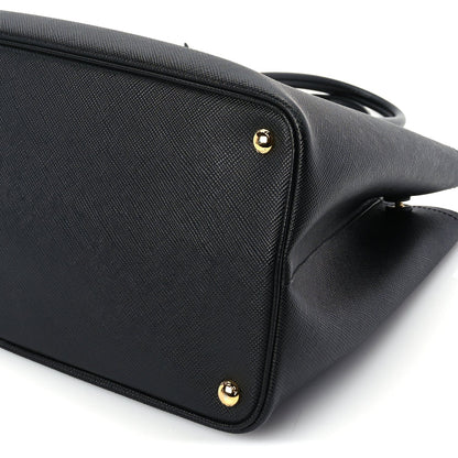 Prada Saffiano Cuir Medium Double Bag Black Mughetto 8 of 8