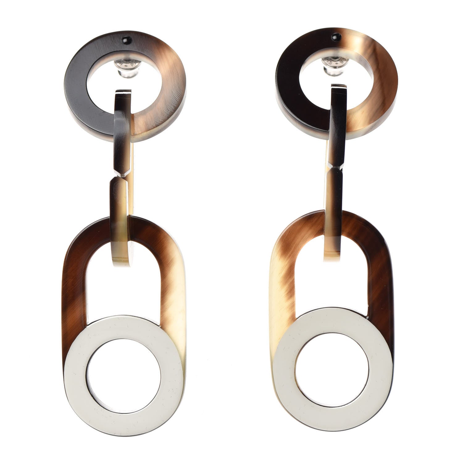 Hermes Buffalo Horn Palladium Large Variation Earrings Multicolor 1 of 4