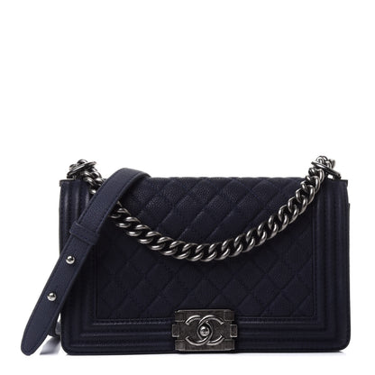 Chanel Iridescent Caviar Quilted Medium Boy Flap Dark Blue 1 of 4