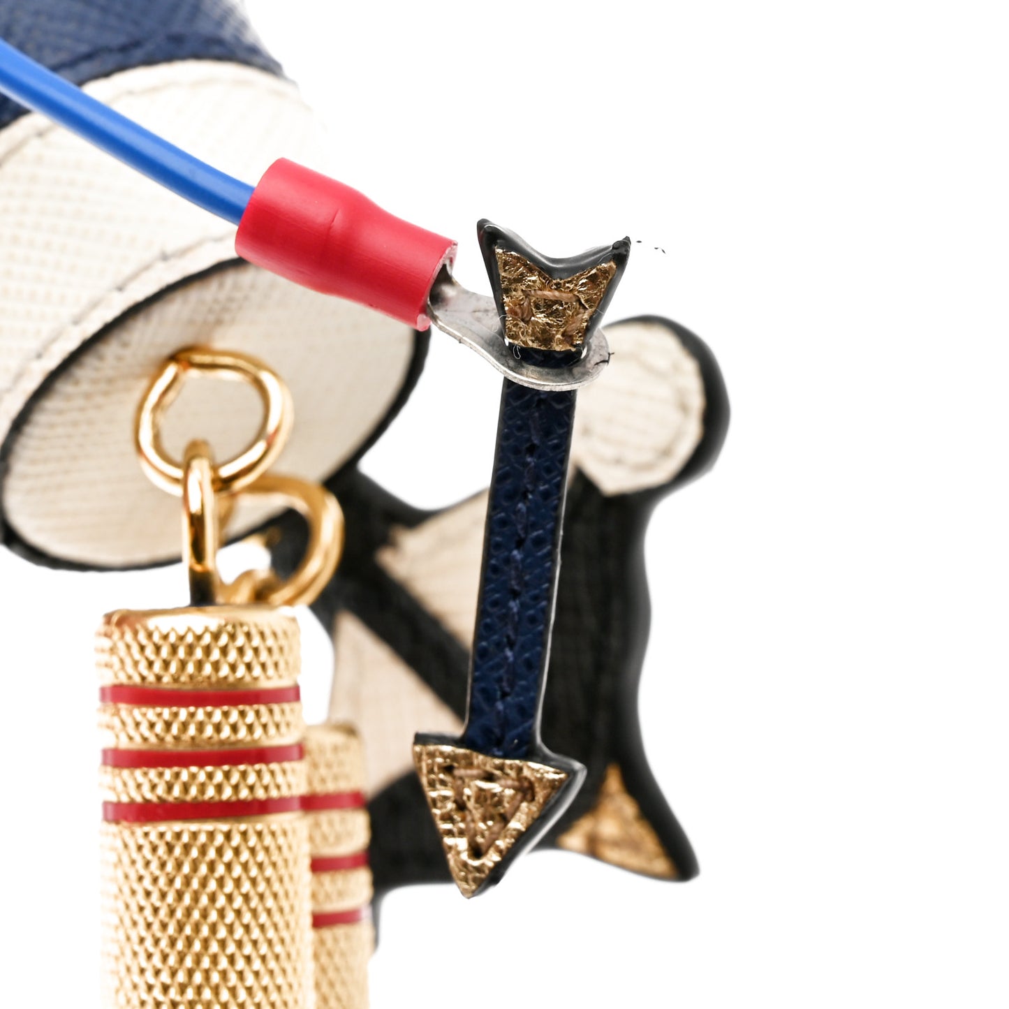 Saffiano Cupid Robot Trick Keychain Bright Blue White