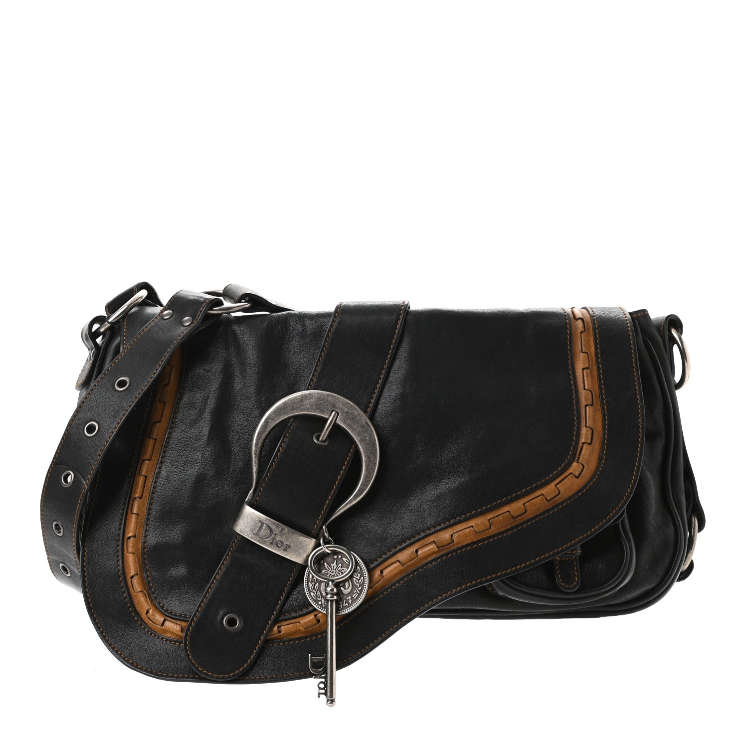 Christian Dior Calfskin Medium Gaucho Double Saddle Bag Black 1 of 21