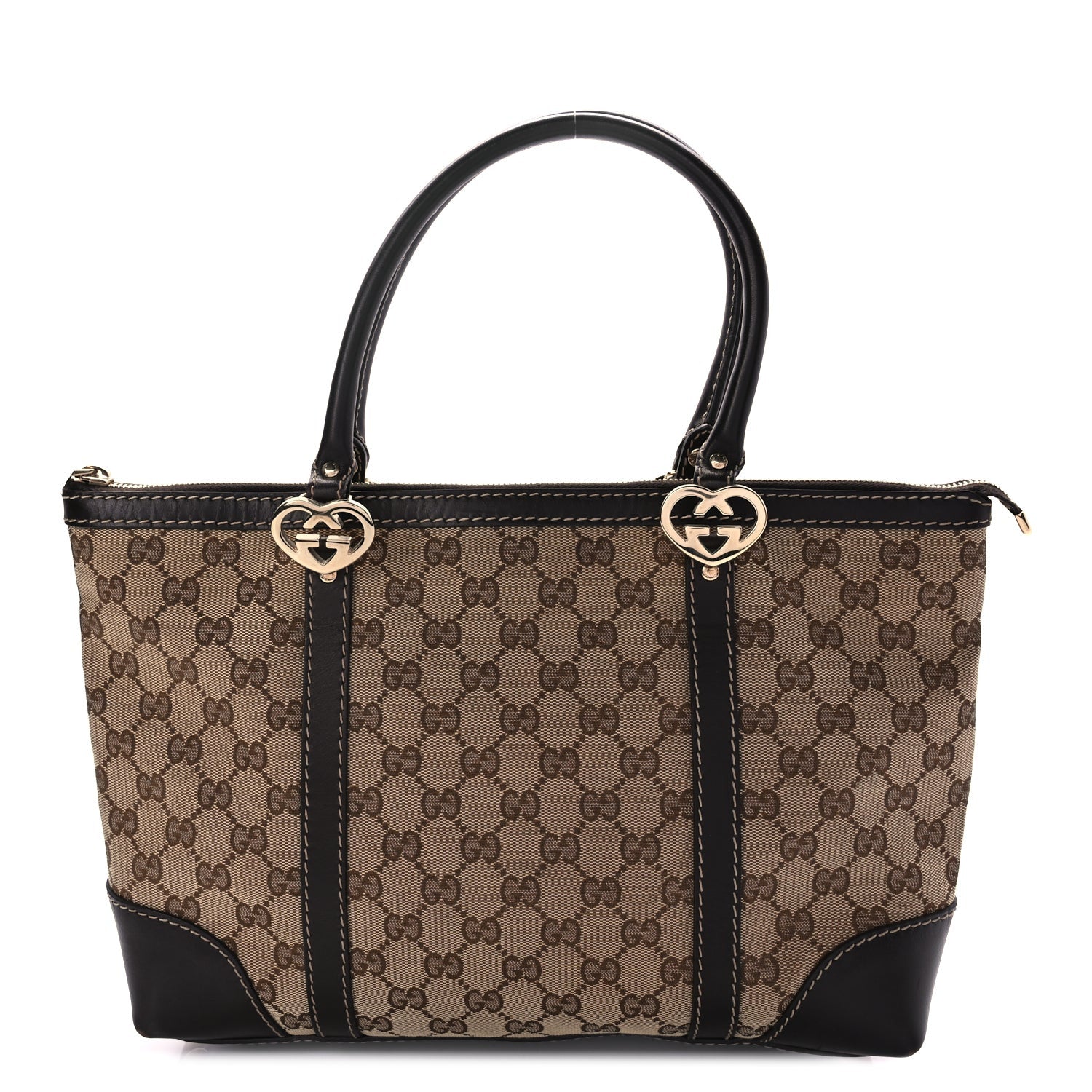 Gucci Monogram Small Lovely Heart Tote Dark Brown 1 of 9