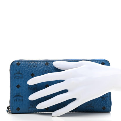 MCM Visetos Large Zip Around Wallet Munich Blue 2 of 8