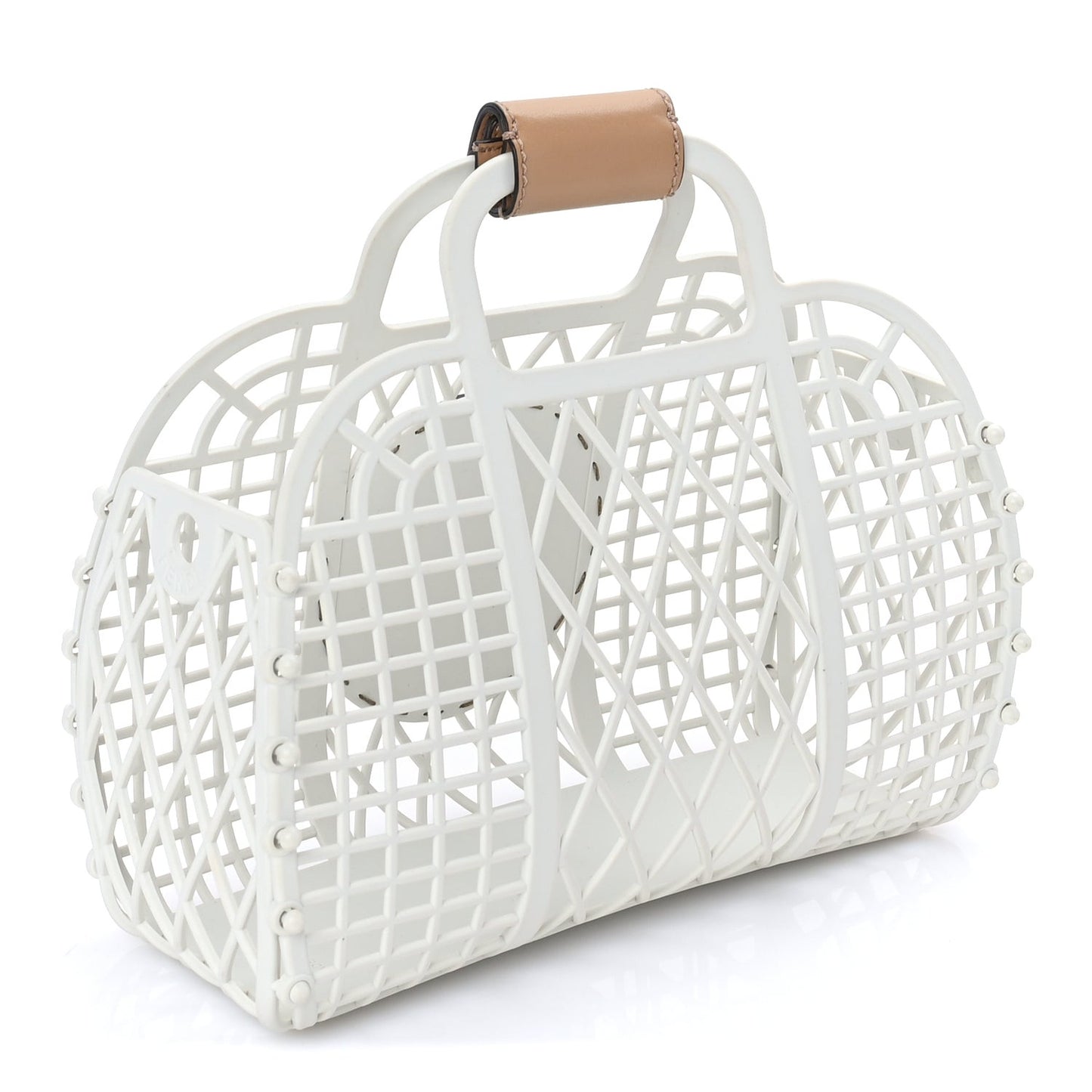 Recycled Plastic Vitello Liberty Matte Small  Basket  White Ice Miele Scuro