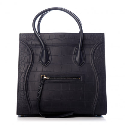 Celine Crocodile Embossed Nubuck Medium Phantom Luggage Navy Blue 1 of 9