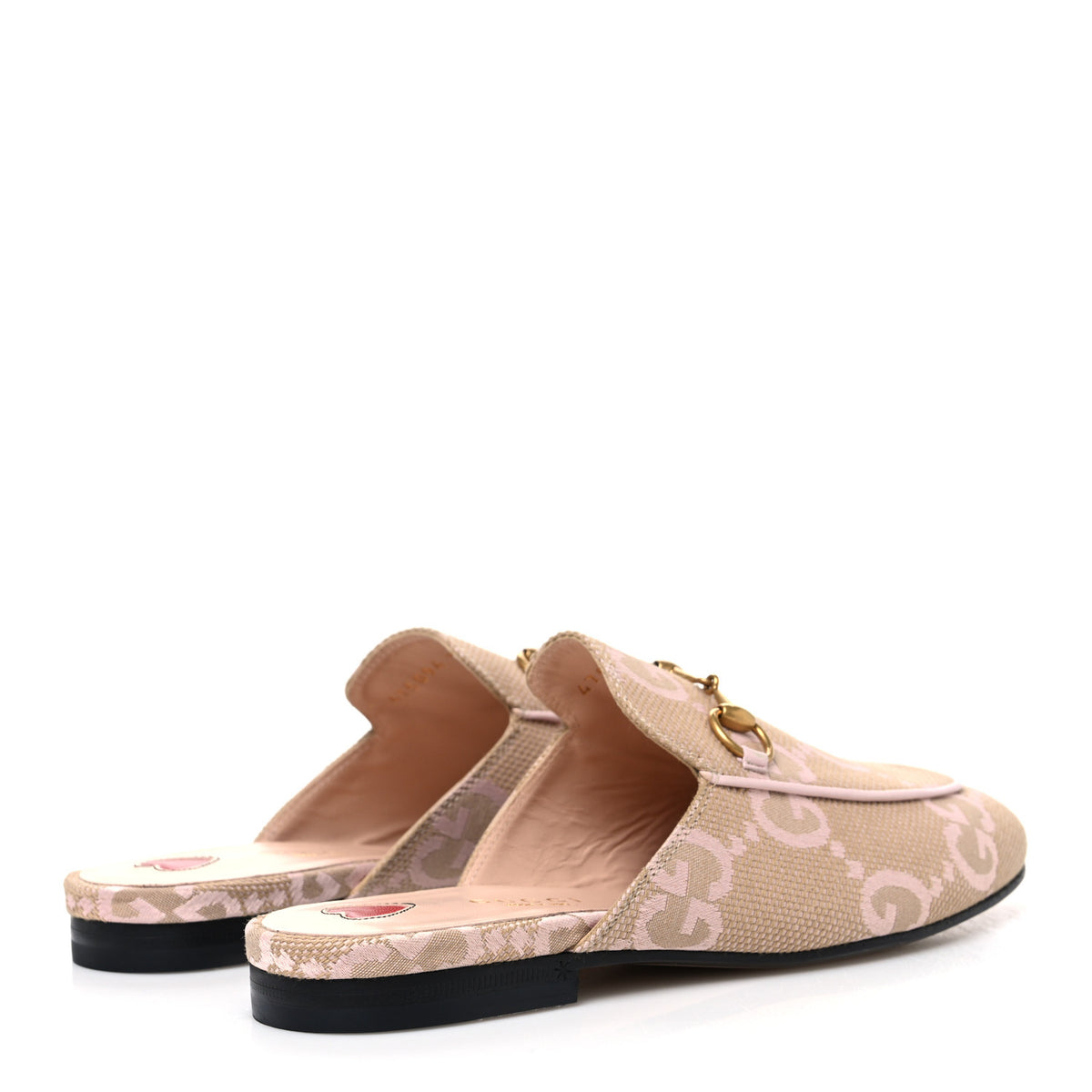 Gucci Monogram Macro GG Nappa Charlotte Womens Princetown Slippers 36 Beige Perfect Pink 4 of 11