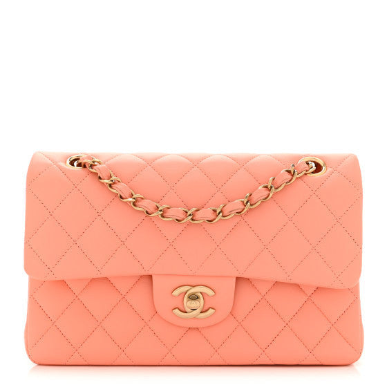 Chanel Lambskin Quilted Small Double Flap Light Orange 1 of 1