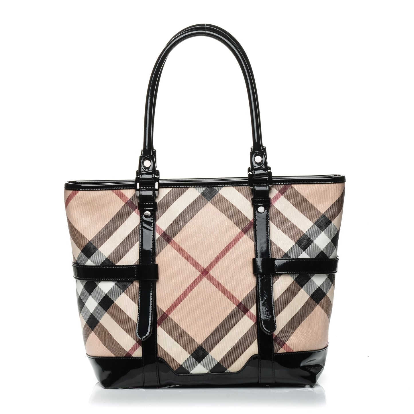 Patent Supernova Check Medium Denham Tote Black