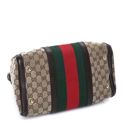 Gucci Monogram Selleria Calfskin Vintage Web Medium Boston Beige Ebony Cocoa Beige Ebony Cocoa 3 of 7