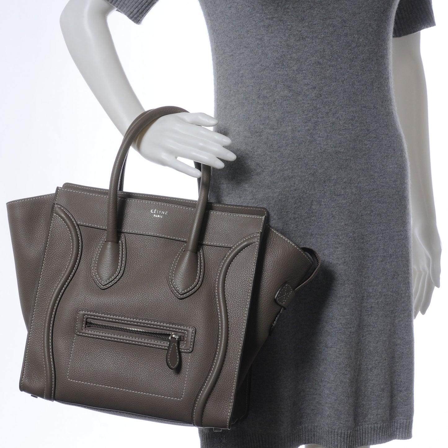 Drummed Calfskin Mini Luggage Bag Souris