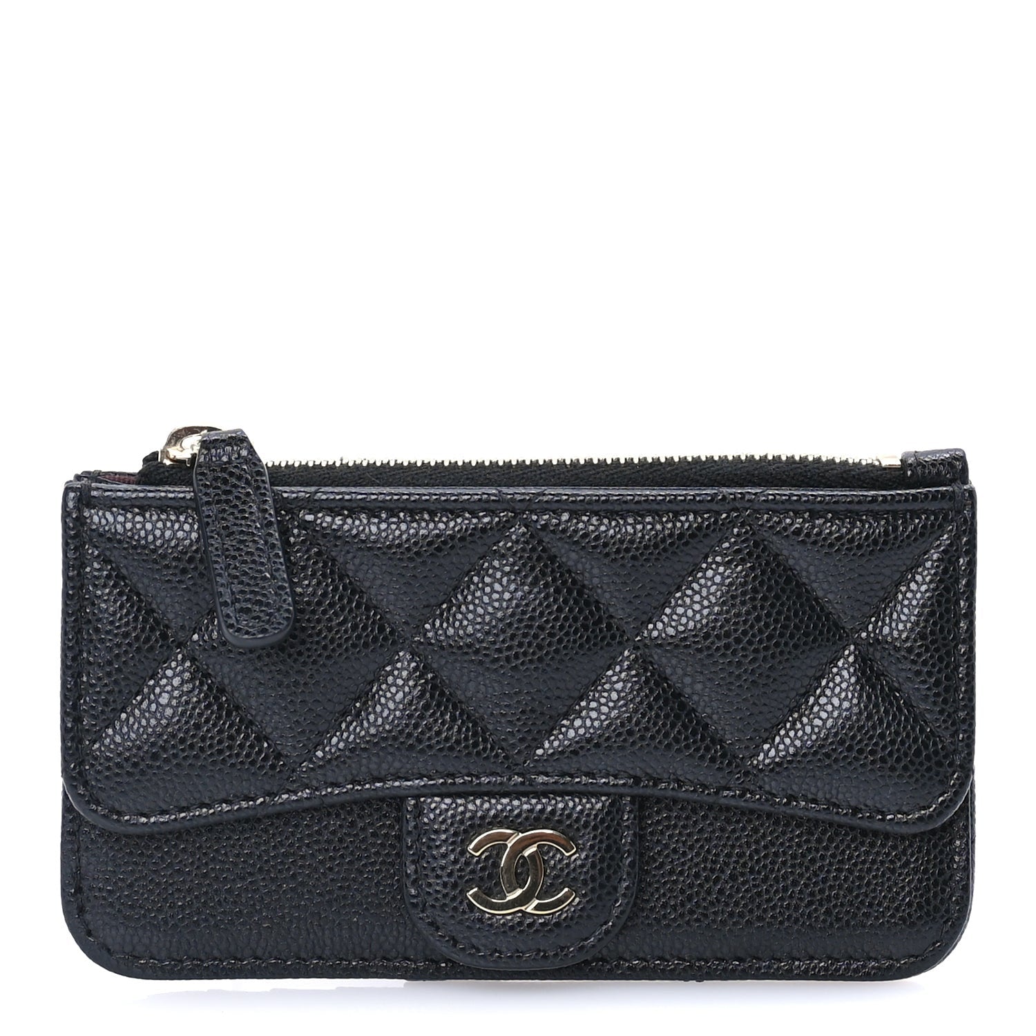 Chanel Caviar Quilted Flap Zip Card Holder Black 2 of 9