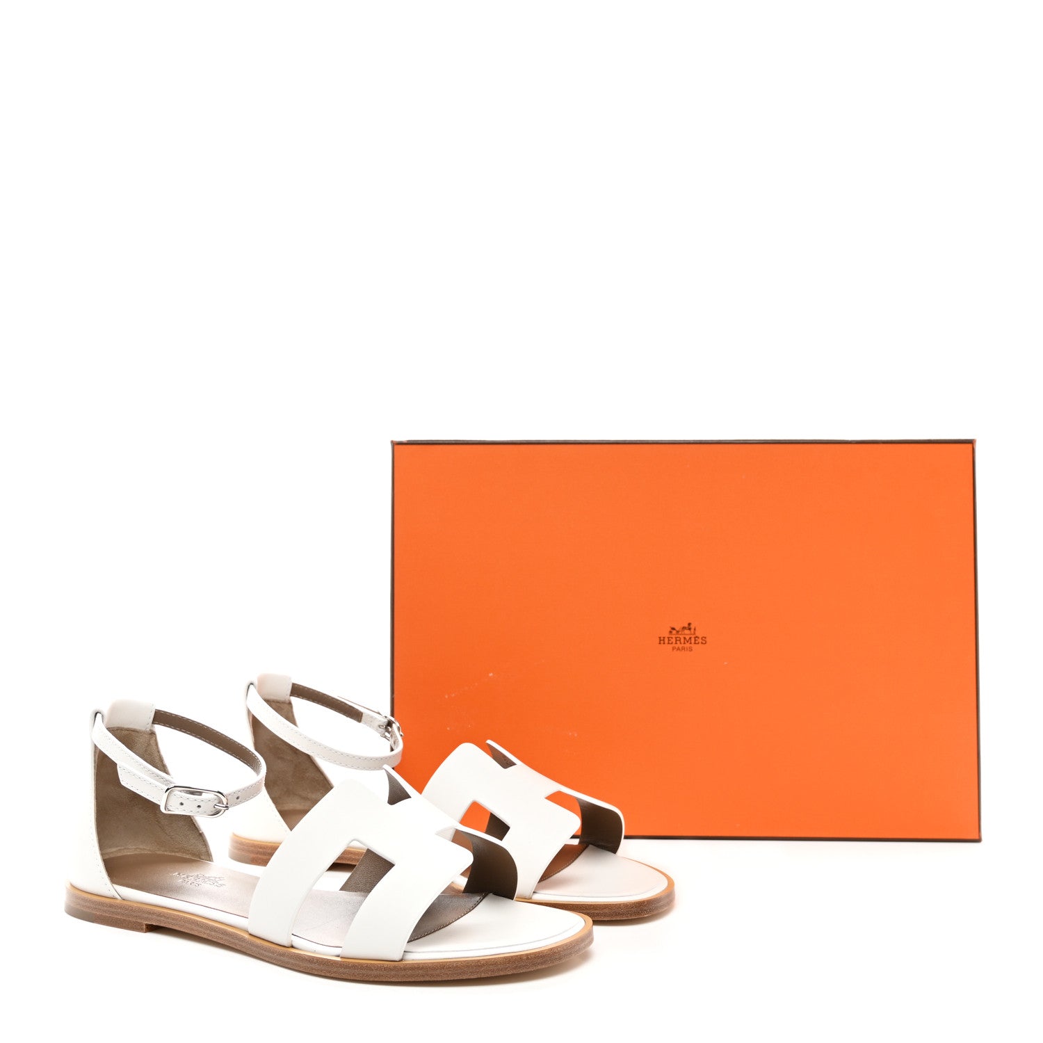 Hermes Epsom Santorini Sandals 37 White 9 of 9