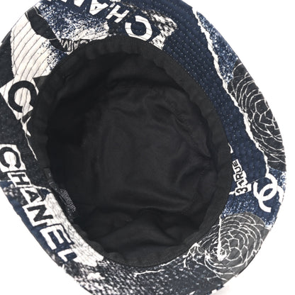 Chanel Cotton Coco Print Bucket Hat M Navy Black White 6 of 9
