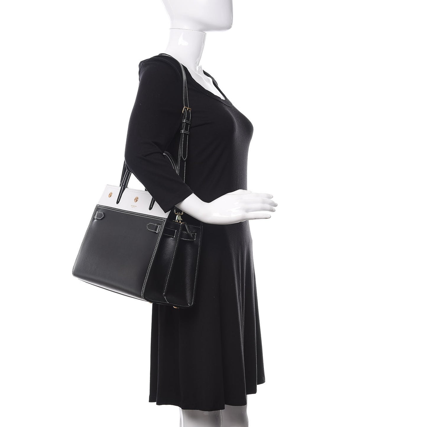 Calfskin Small Two Handle Title Bag Black