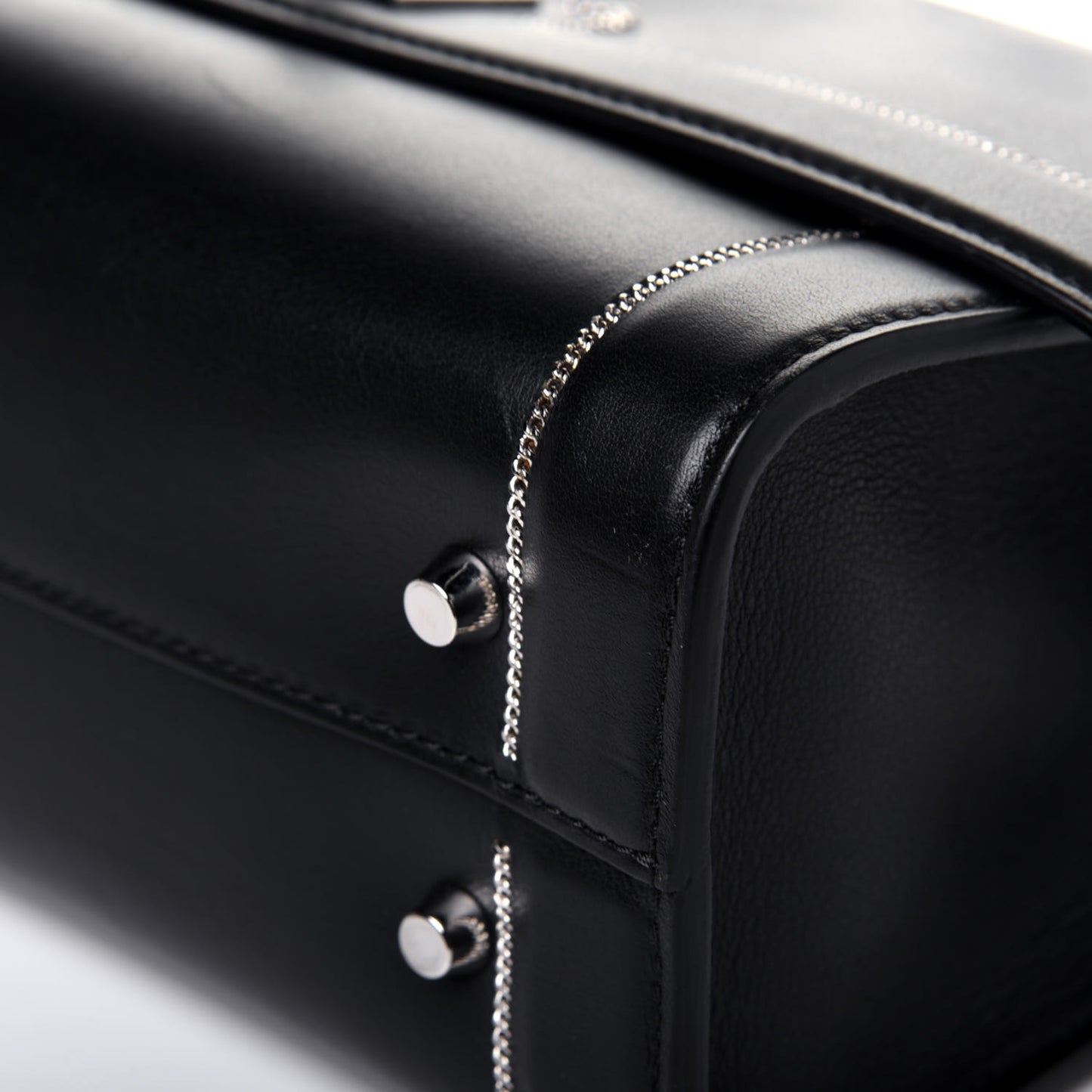 Grained Calfskin Chain Small Shark Lock Satchel Black