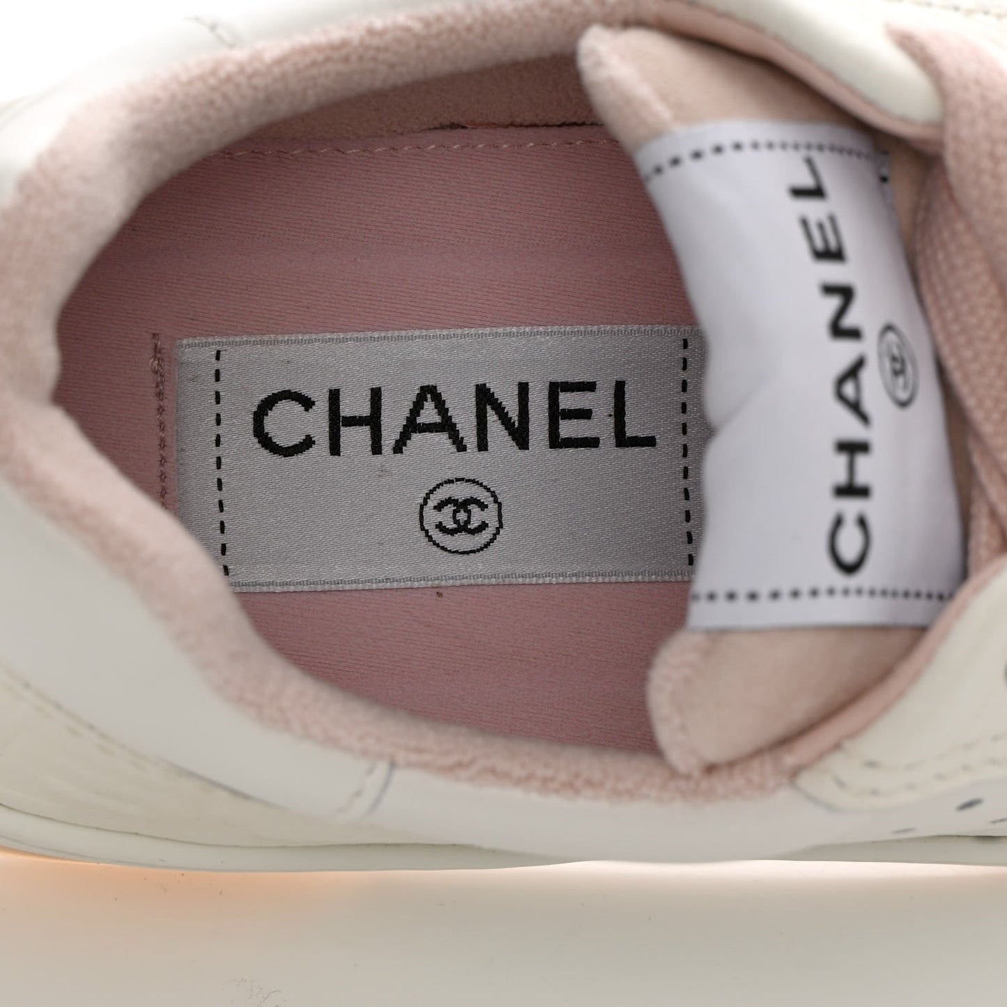 Grained Calfskin Fabric Womens Logo Sneakers 35.5 White Light Pink