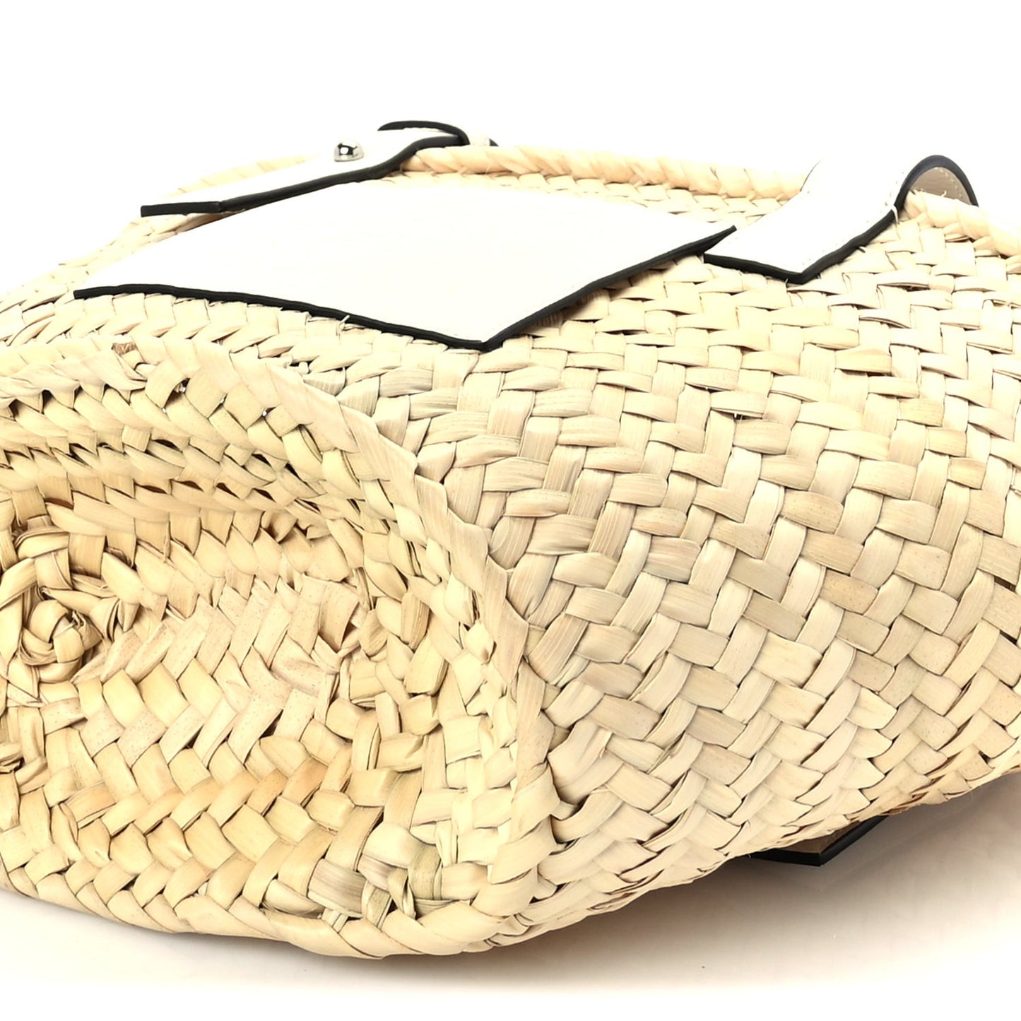 Raffia Small Basket Tote Bag  Natural White