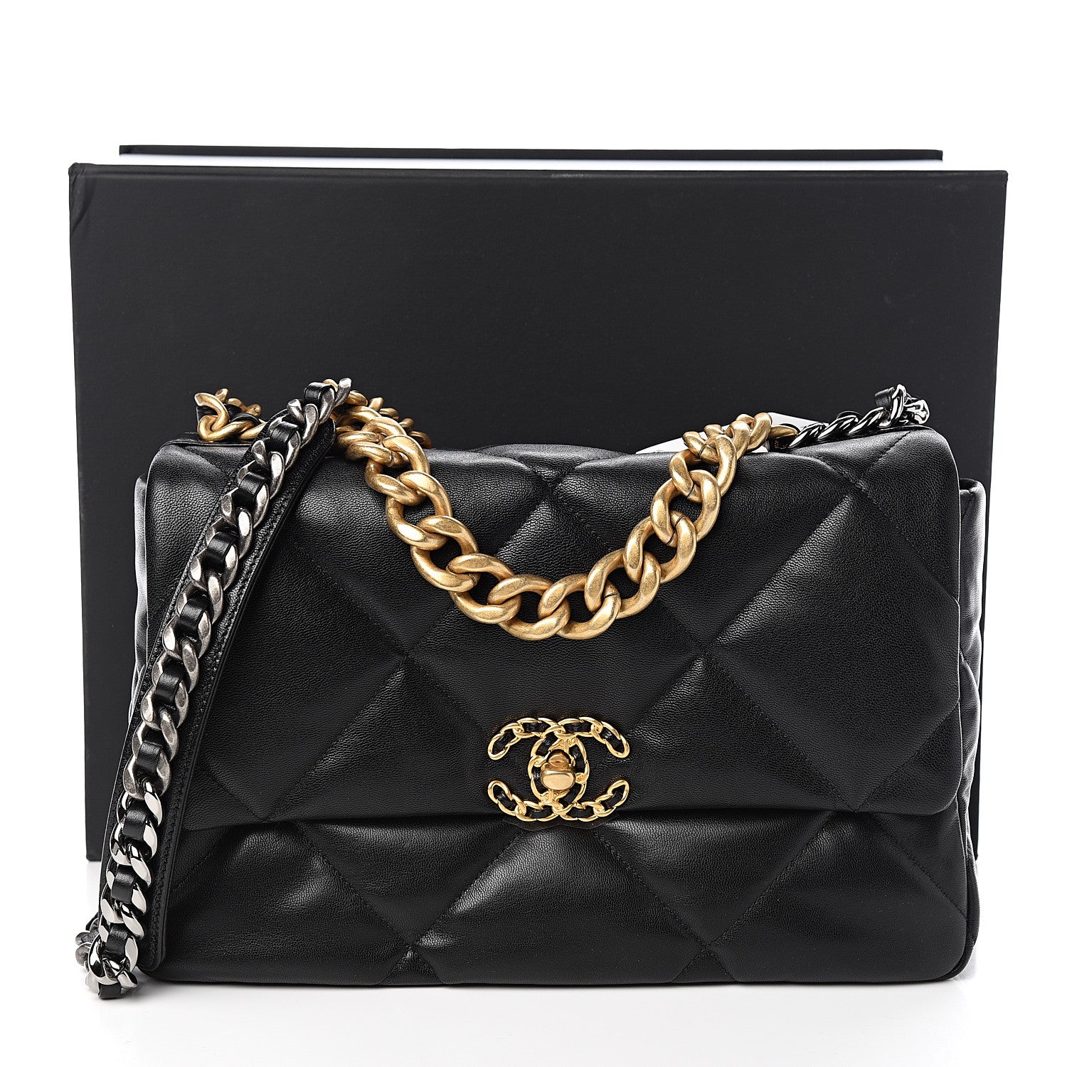 Chanel Goatskin Quilted Large Chanel 19 Flap Black 10 of 10