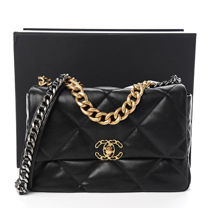 Chanel Goatskin Quilted Large Chanel 19 Flap Black 10 of 10