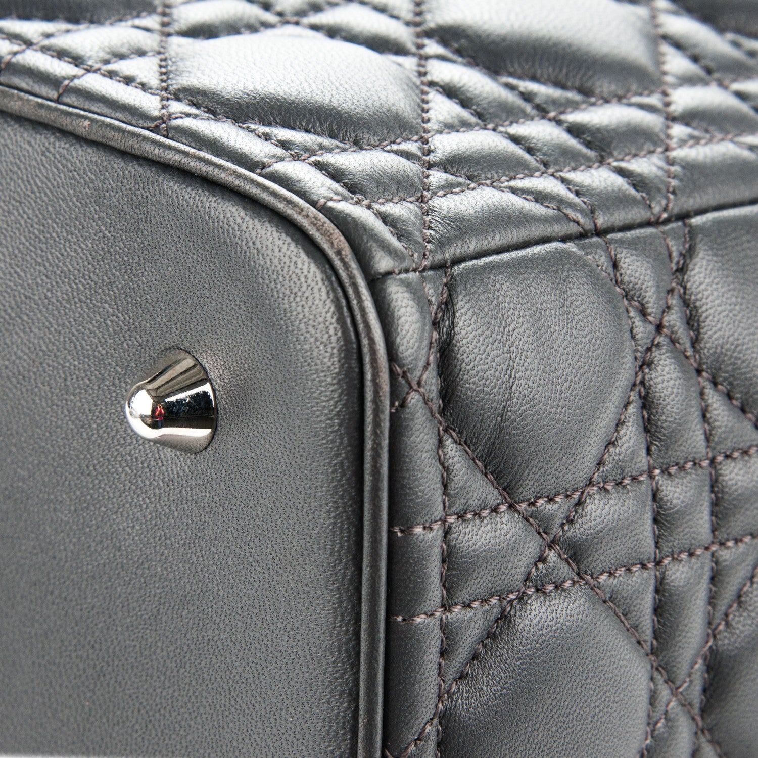 Christian Dior Lambskin Cannage Large Lady Dior Grey 9 of 11
