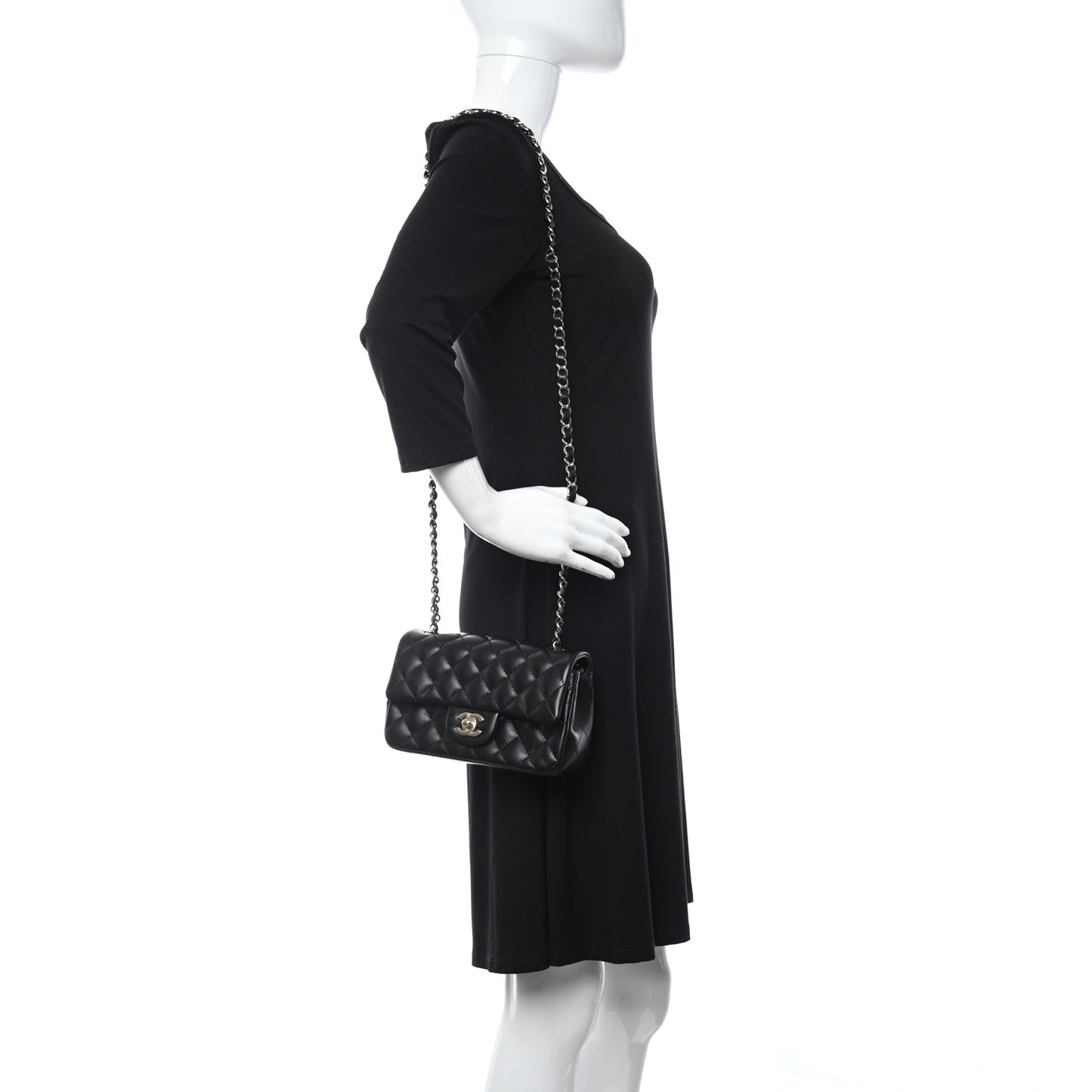 Lambskin Quilted Mini Rectangular Flap Black