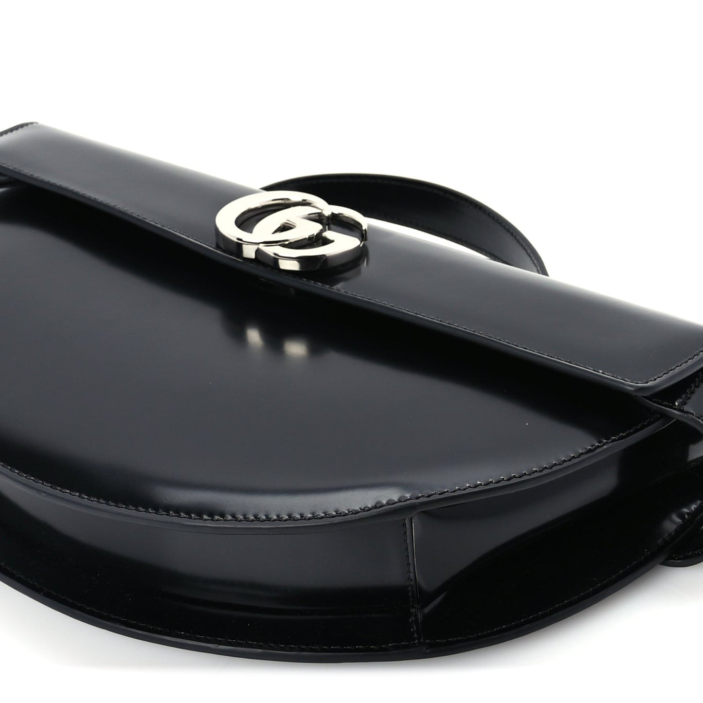 Matelasse GG Marmont Half Moon Top Handle Bag Black