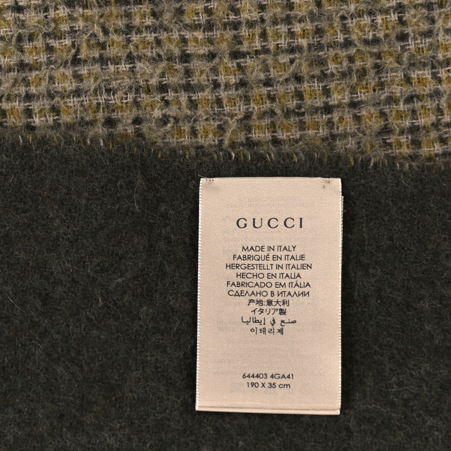 Gucci Wool Jacquard Logo Scarf Olive Dark Green 3 of 3