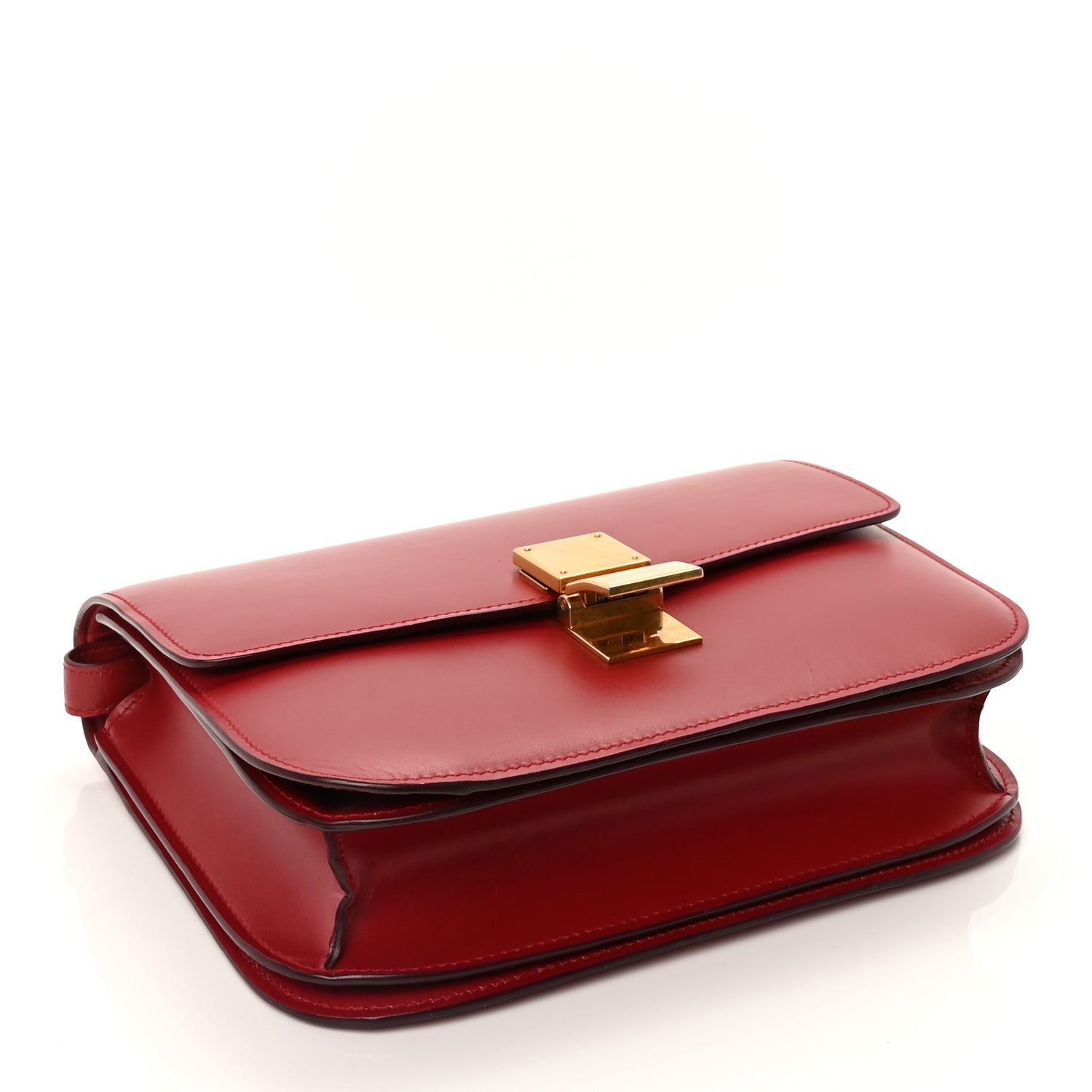 Celine Box Calfskin Medium Classic Box Flap Bag Red 3 of 10