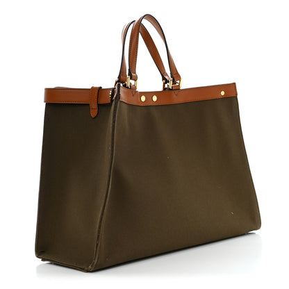 Fendi Canvas Vitello King FF Embroidered Medium Peekaboo X-Tote Amazzonia Cuoio 3 of 14