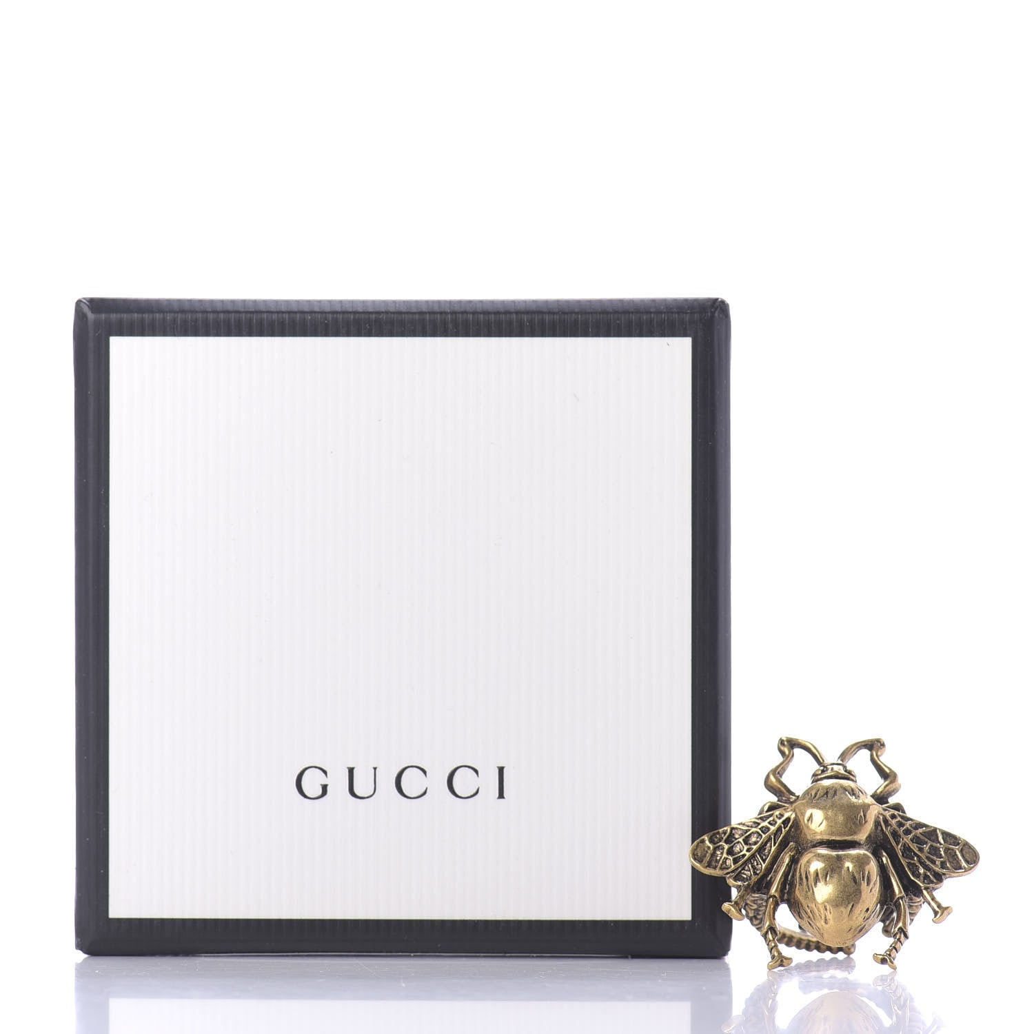 Gucci Metal Enamel Bee Ring S Aged Gold 5 of 5