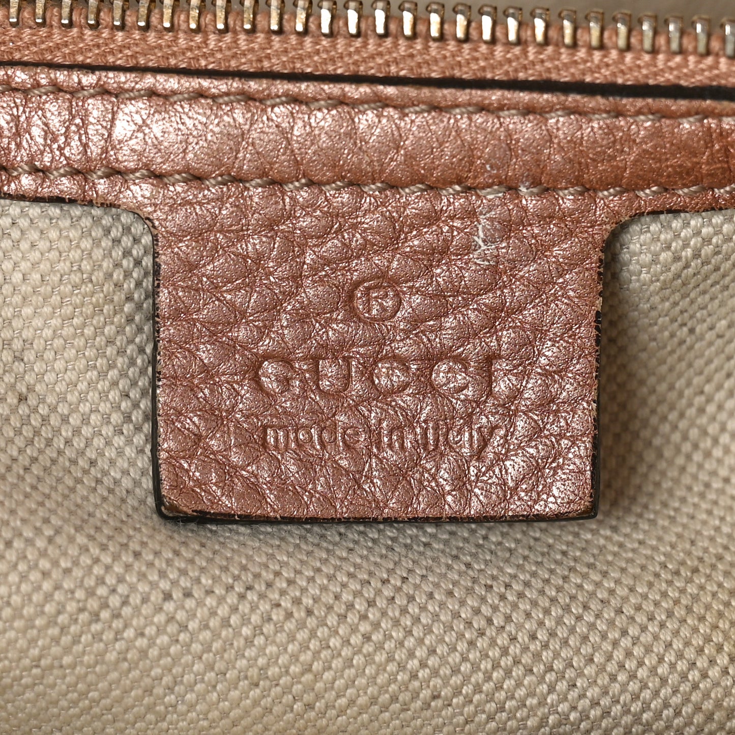 Monogram Cellarius Calfskin Large Bella Top Handle Bag Beige Rose Gold