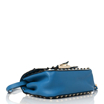 Valentino Garavani Vitello Mini Rockstud Flap Saddle Crossbody Bag Light Blue 3 of 8