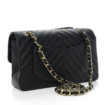 Chanel Caviar Chevron Quilted Small Double Flap Black 3 of 10