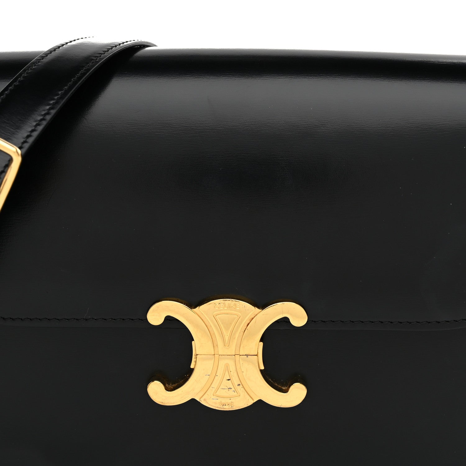 Celine Shiny Calfskin Medium Triomphe Black 10 of 12