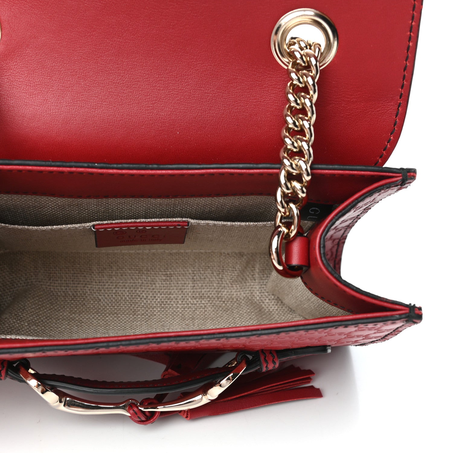 Gucci Soft Microguccissima Mini Emily Chain Shoulder Bag Rosso 5 of 9