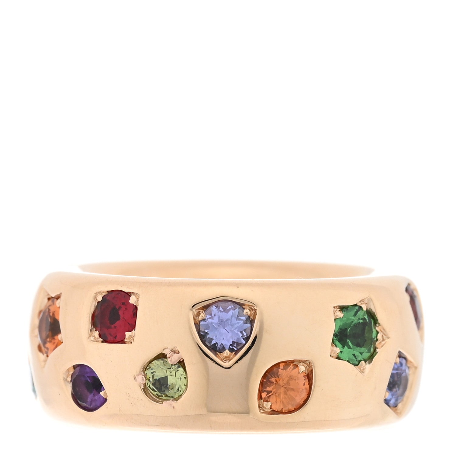 Pomellato 18K Rose Gold Medium Multi Gemstone Iconica Band Ring 51 5.75 1 of 5