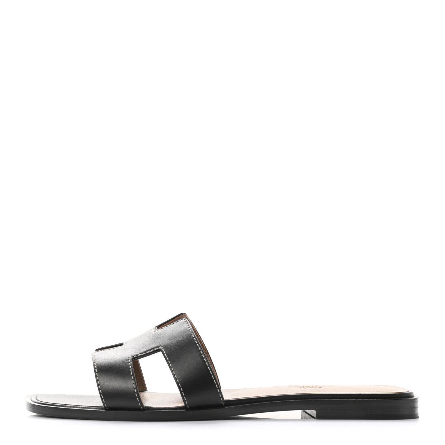 Hermes Box Calfskin Oran Sandals 38 Black 1 of 8