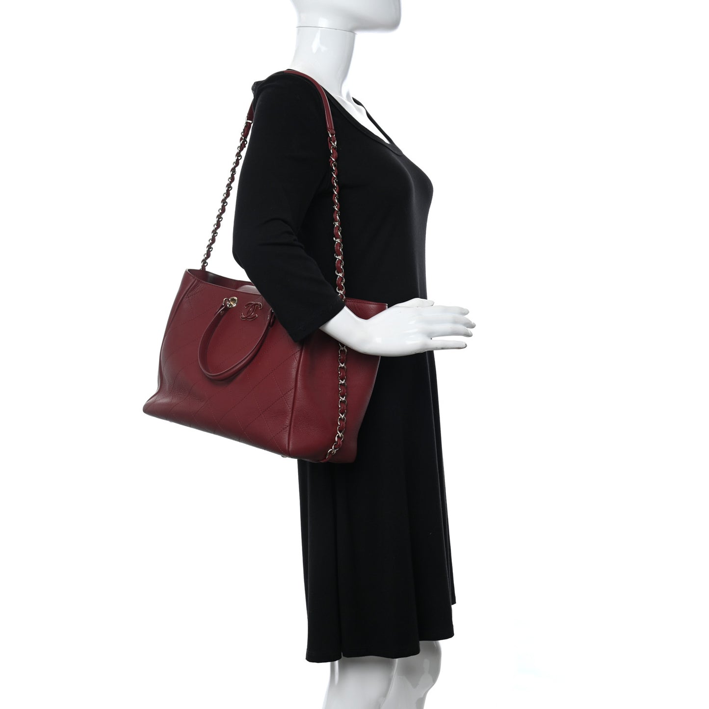 Bullskin Stitched Medium Shopping Bag Burgundy