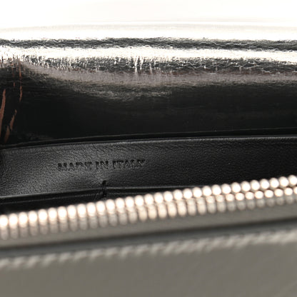 Saint Laurent Metallic Crackled Calfskin Kate Monogram Tassel Chain Wallet Argento 10 of 11