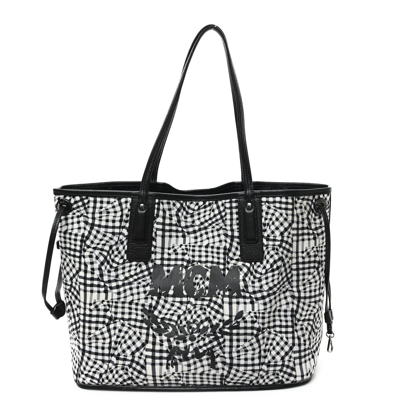 Grained Calfskin Visetos Medium Liz Reversible Shopper Tote Black