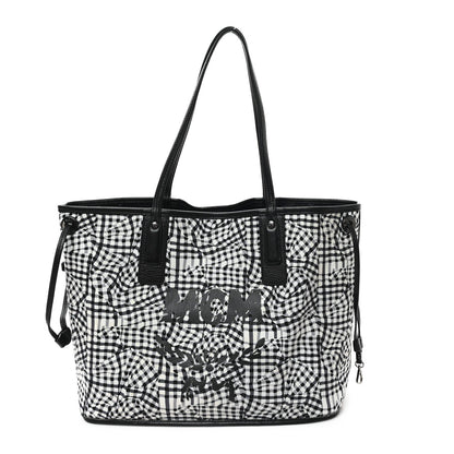 MCM Grained Calfskin Visetos Medium Liz Reversible Shopper Tote Black 2 of 7