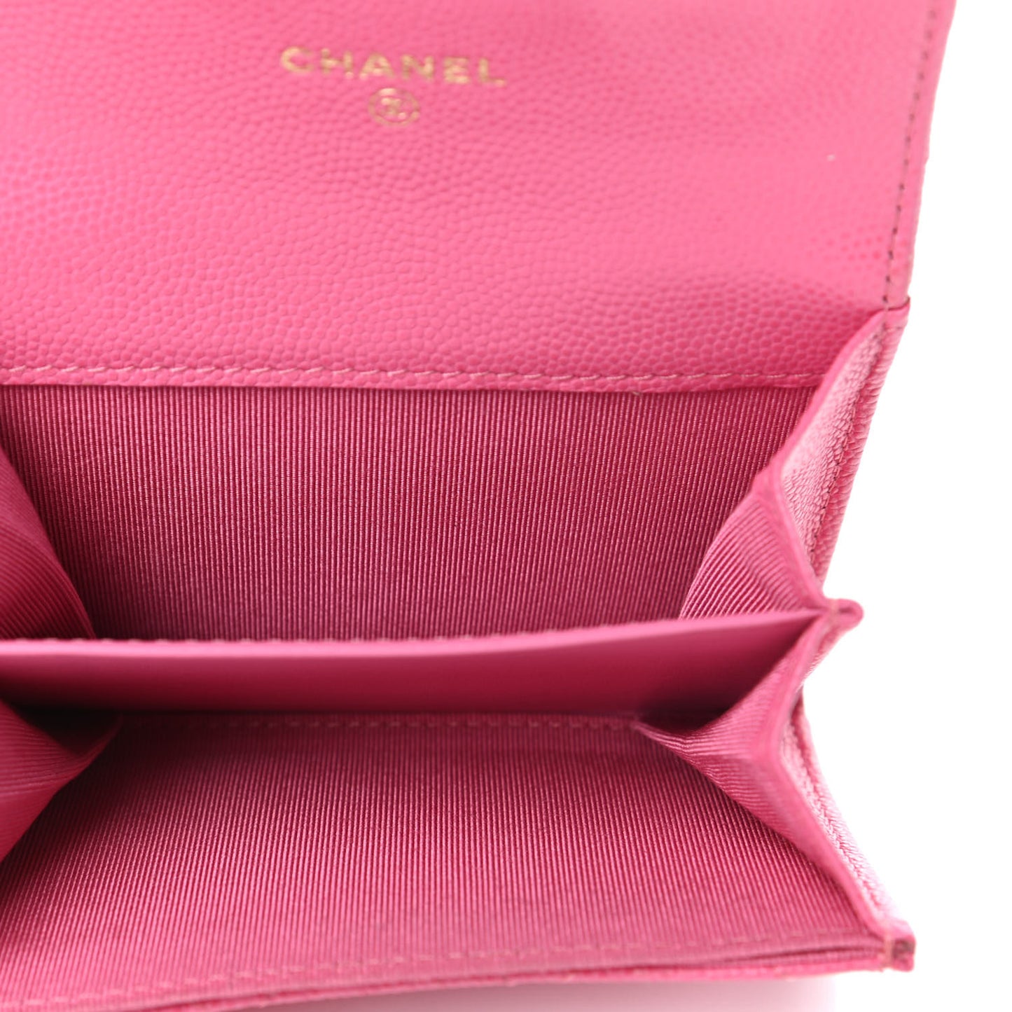 Caviar Quilted Flap Card Holder Wallet Pink