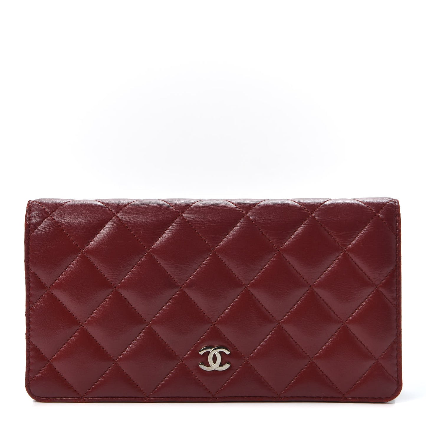 Lambskin Quilted Yen Wallet Red
